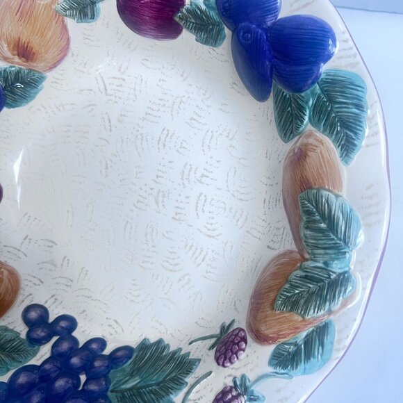 Noble Excellence Napa Valley Serving Bowl 13" Ceramic Fruit Motif Multicolor - Picture 7 of 12